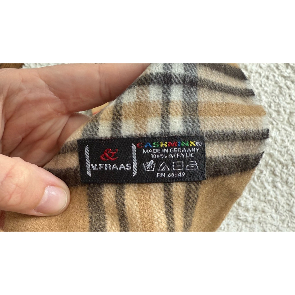 Unisex V. Fraas Scarf One Size Beige Plaid